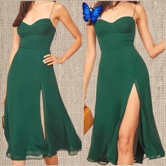 midi slit spaghetti strap dress - Picture 1 of 7